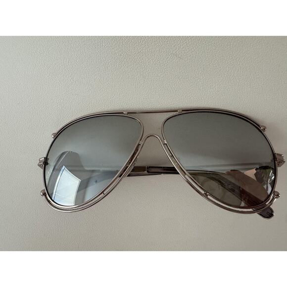 Chloe Sunglasses Womens Silver Mirrored CE121S 744 61-11 140 Aviator Made Italy main image 6